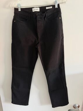 FRAME Black Le High Straight Jeans